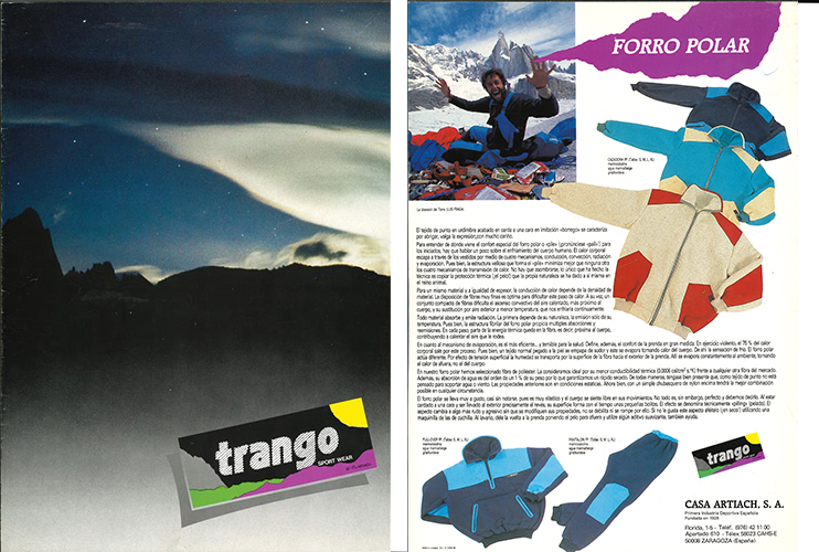 Premier catalogue Trango, vêtements techniques de montagne, 1986